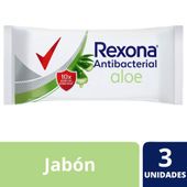 Jabon Antibacterial Aloe Rexona 3U 90 gr