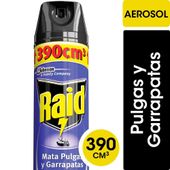 Insecticida en Aerosol Mata Pulgas y Garrapatas Raid 390 cc