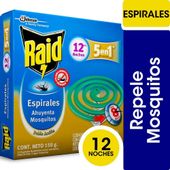 Espirales para Mosquitos Raid 5 En 1 12 un