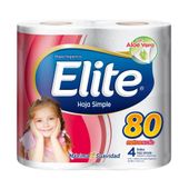 Papel Higienico Hoja Simple Clasico con Algodon Elite 80 mt 4U