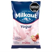 Yogur Entero Bebible Fortificado Frutilla Milkaut Sachet 900 cc