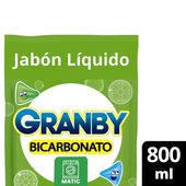 Liquido para Lavar Ropa con Bicarbonato Limon Granby doypack 800 ml