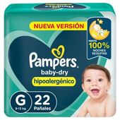 Pañales Baby Dry Grande Pampers 22 un