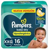 Pañales Baby Dry XXG Pampers 16 un
