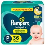 Pañales Baby Dry Pequeños Pampers 36 un