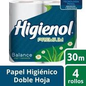Papel Higienico Doble Hoja Premium Balance Higienol 30mts 4U
