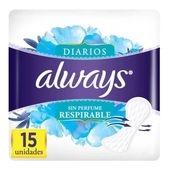 Toallitas Femeninas Liners Locion Respirables Always 15U