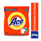 Detergente para Ropa Polvo Matic Baja Espuma Ace 800 gr