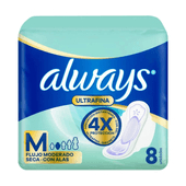Toallitas Femeninas Ultrafinas con Alas Always 8U
