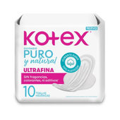 Toalla Femenina Ultrafina Puro y Natural Kotex 10u